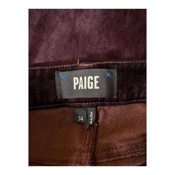 Paige Flaunt Femme High Rise Cropped Mini Boot pants black cherry size 34 - Picture 5 of 7